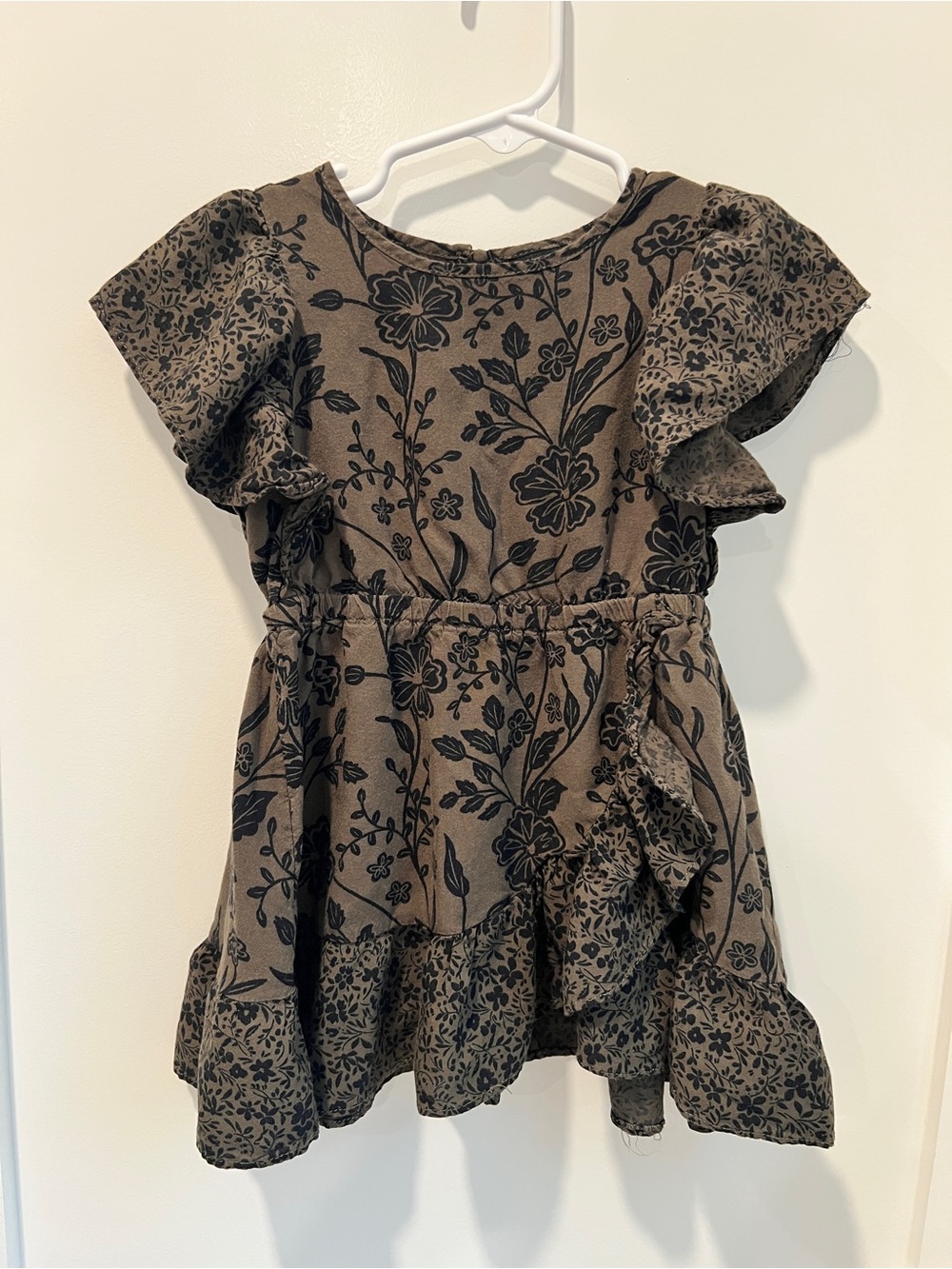 Art Class Floral Ruffle Dress | 18M | Brown & Black Boho Print